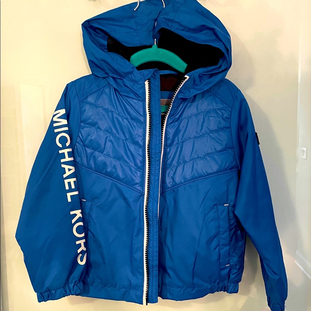 NWT! MICHAEL KORS 3T Cobalt Blue Transitional Jacket w/ Hood ( lightweight)